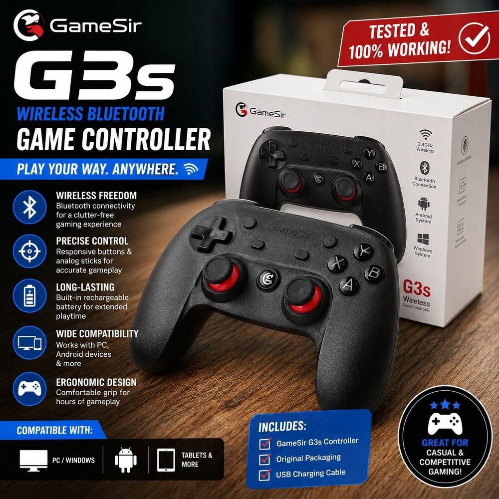 GameSir G3s Wireless Bluetooth Game Controller PC Android Tested Works w/ Box